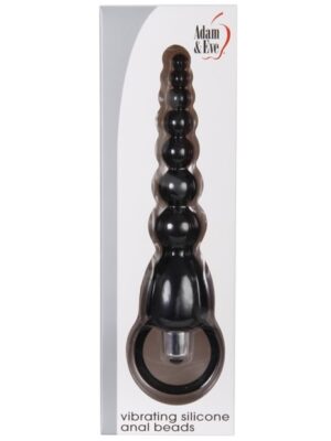 Adam & Eve 7.75 inches Vibrating Silicone Anal Beads Black