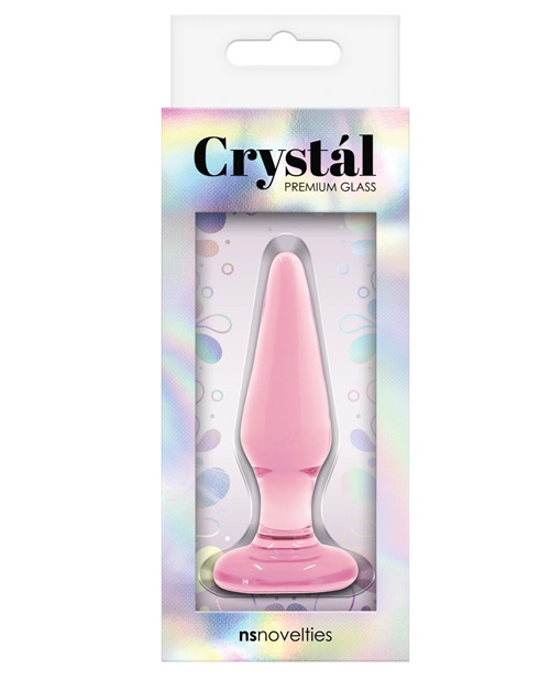 NS novelties Crystal Tapered Glass Butt Plug Small - Pink